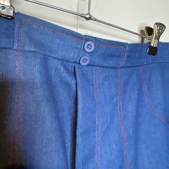Vintage pull on elastic waistband polyester lightweight denim pants stretchy 70s - Picture 3 of 6